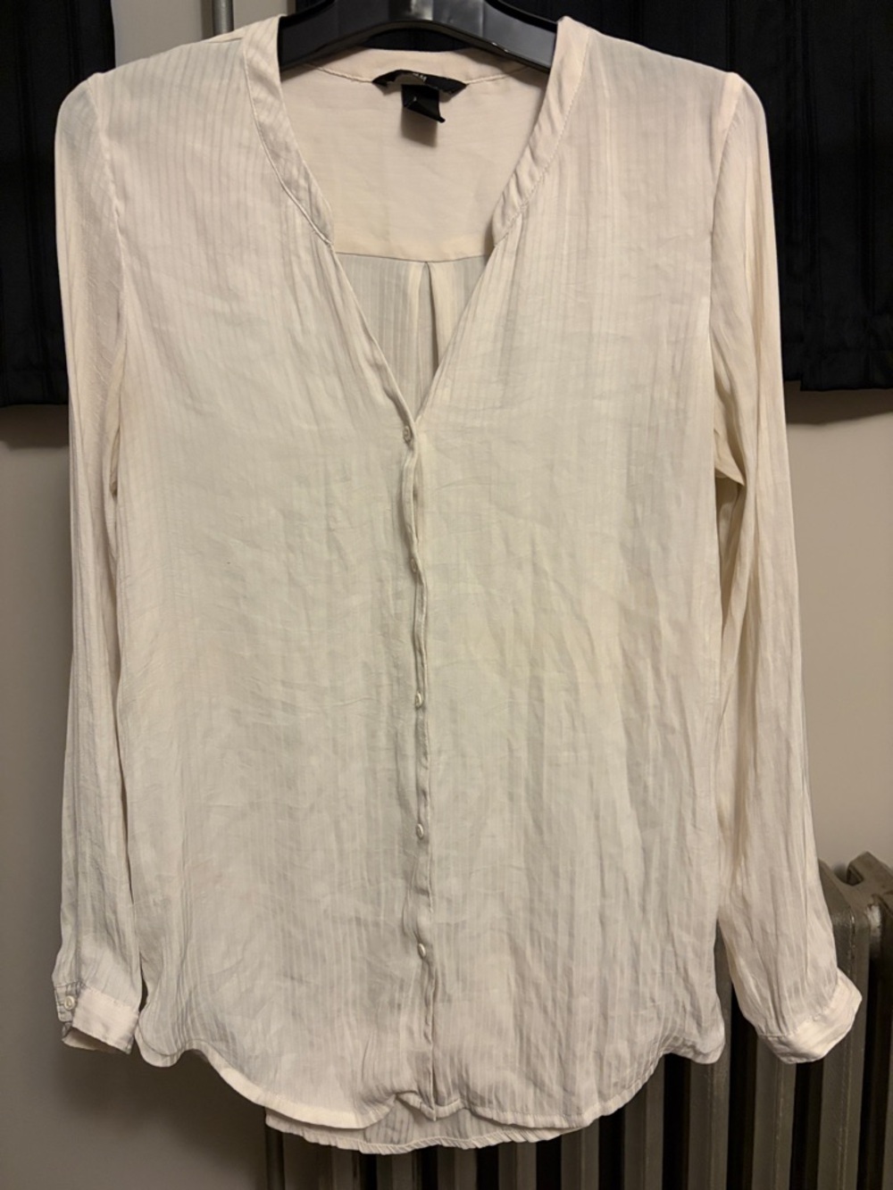 H&M Cream Button-Down Long Sleeve Women's Top